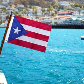 Embroidered Light Blue Puerto Rico Flag 12X18 Inch Heavy Duty Nylon Puerto Rican Flags Double Sided Puerto Rico Flags for Outdoor Boat Car Decoration