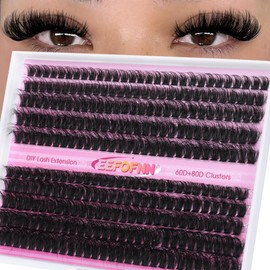 Eefofnn Lash Clusters Fluffy 60D+80D Thick Eyelash Extension D Curl Individual Lashes 10-18mm Cluster Eyelashes Extensions 290pcs Lashes Extension