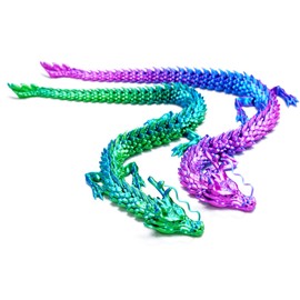 2PCS 17.7inch 3D Printed dragon Model,Flexible Executive Desk Animals Toy Statue,chinese drgon,Movable Joints,Home Office Decor,Interesting Toys for Autism/ADHD,Festival Gifts toco,Fidget Toys (RB+GB)