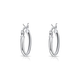 DTPSilver - 925 Sterling Silver Medium size Hinge Hoops/Sleepers/Creole Earrings - Thickness 1.5 mm - Diameter 16 mm