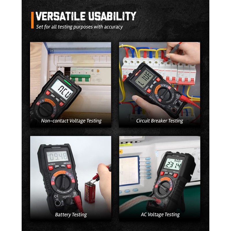 ULTRICS Digital Multimeter, Auto Ranging Multi Tester Voltmeter Ammeter Ohmmeter