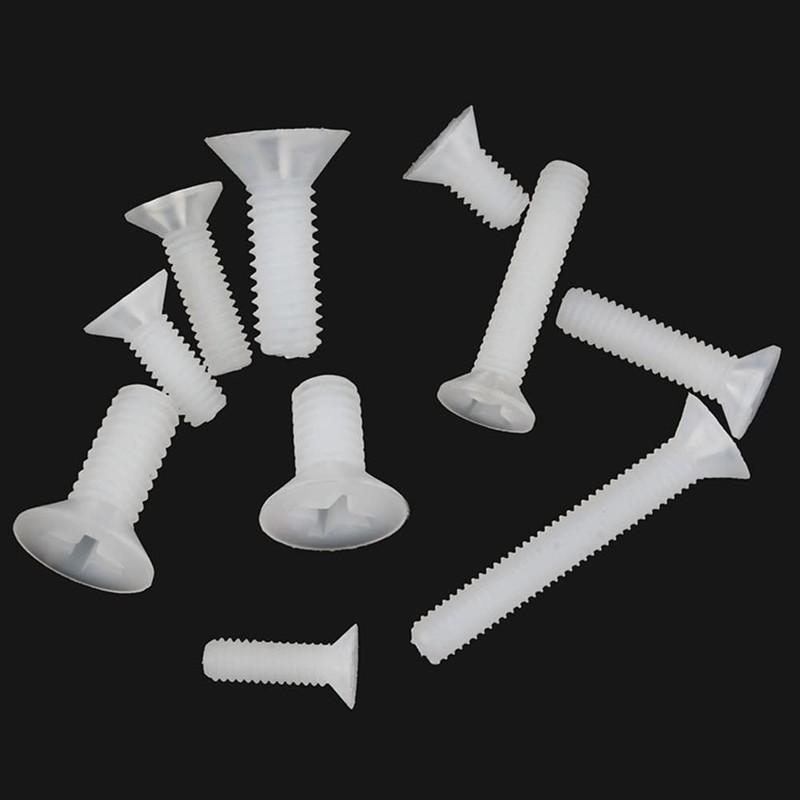 CONPHERON Nylon Phillips Countersunk Screws Plastic Machine Screws White M4