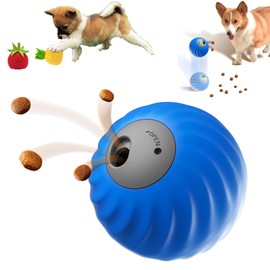 IIEFFJL Interactive Dog Toys Ball，Dog Treat Toys and Toys for Aggressive chewers to Keep Them Busy Automatic Rolling BallToy Puppy Puzzle Feeder Dog Toy with Treats Inside,USB Rechargeable