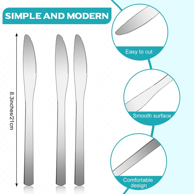 Gisafai 150 Pcs Stainless Steel Dinner Knives 8.3 Inches Spreader