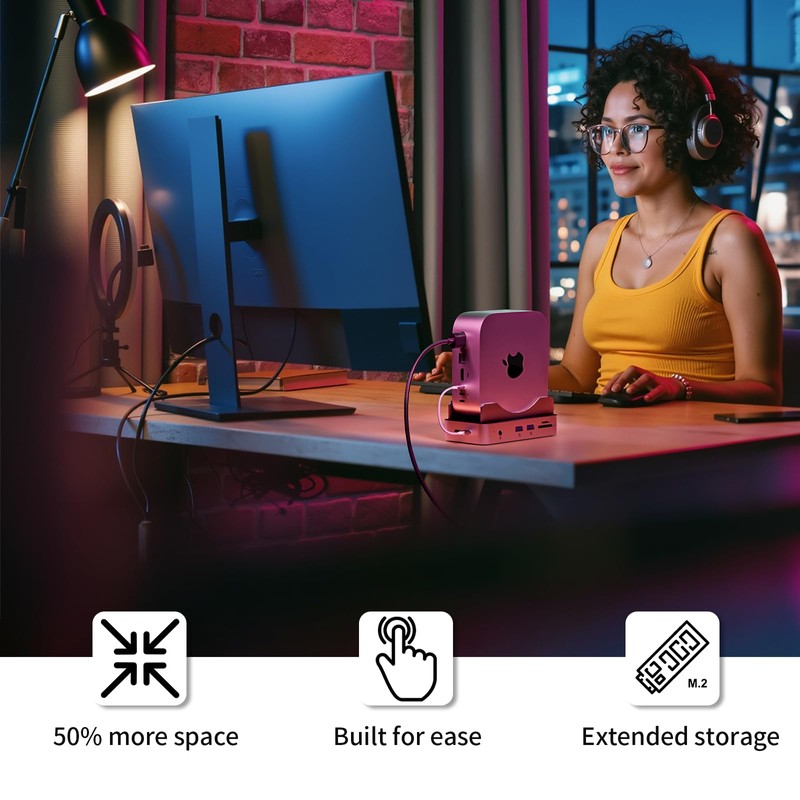 Phixero Mac Mini M4 Hub & Stand with NVMe SSD