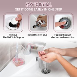 JUANSHI® Universal 2 in 1 Bathroom Sink Plug, Pop Up Sink Drain Filter, Bathroom Drain Stopper Plug Sink for 26 mm - 46 mm Sink Drain Holes