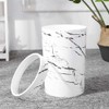 Wifehelper White Household Bathroom Waste Bin Marble Lidless Garbage Can