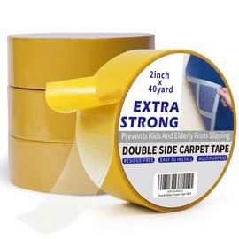 TAPEBEAR Heavy-Duty Double Side Carpet Tape, Carpet Tape for Rug, Wood, Floor, Residue-Free Rug Tape, Multipurpose Gripper Non Slip Tape, 2inch X 40yard, 4 Rolls