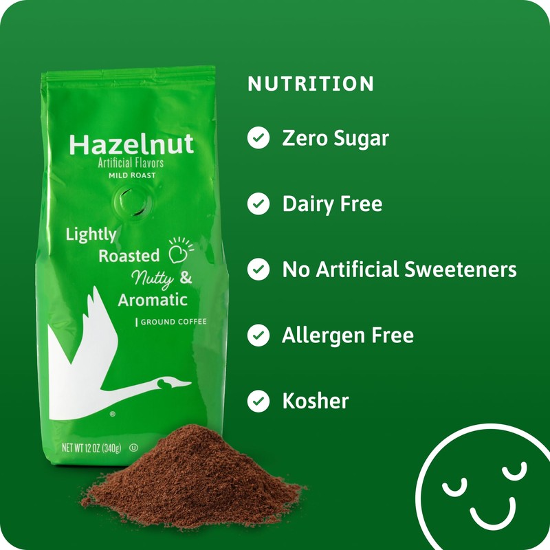 Wawa Ground Coffee Mild Roast, Hazelnut, 12 oz Bag, Lightly