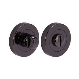 HANDLEZONE® Bathroom Toilet Door Thumb Turn and Release Bullet Round Deadbolt Kit - Black Nickel - 76mm Bolt with 57mm Backset