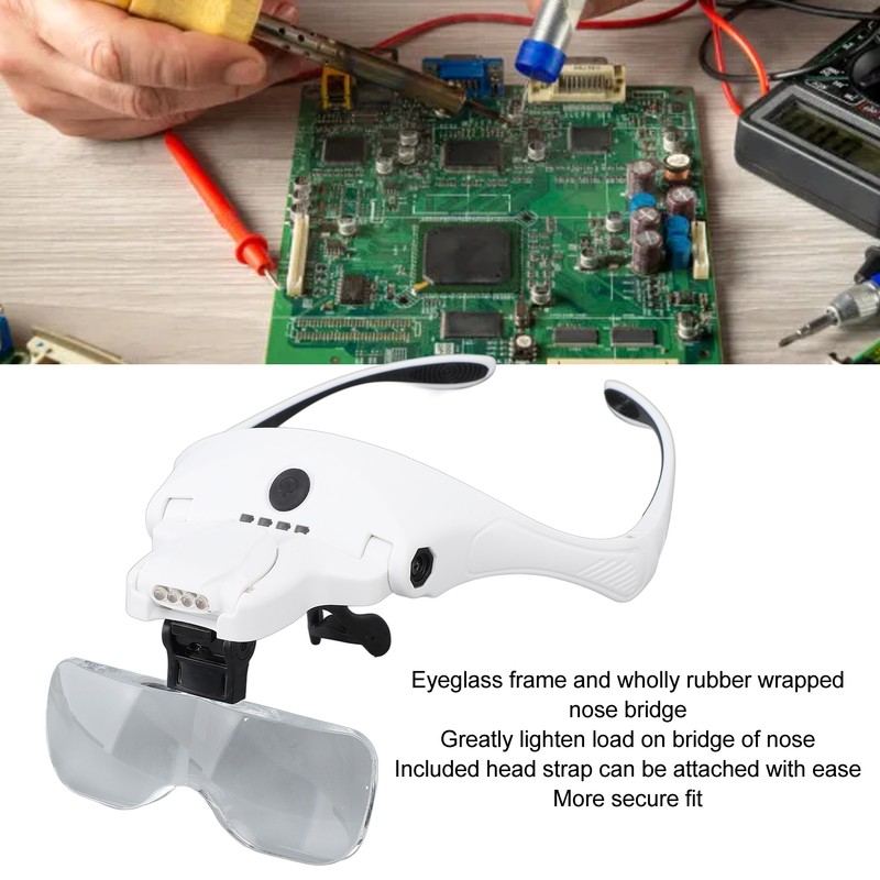 Rechargeable Headband Magnifier Hands Free Head Magnifying Glasses with 4