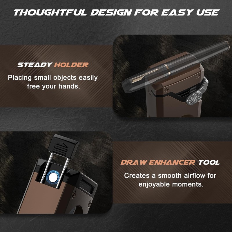 5-in-1 Torch Lighter with V Tool, Punch, Draw Enhancer Tool,
