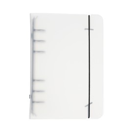 PATIKIL An A6 binder cover, 1 piece PP 6 ring round ring binder cover with black fixing strap, metal closure, loose leaf binder protector, refillable notebook for meeting, matte white