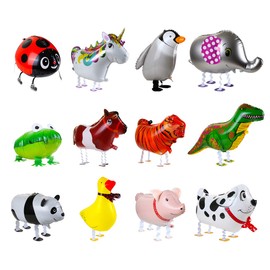 KESOTO 12PCS Walking Cute Animal Balloons for Kids Animal Theme Party, Birthday Party Supplies