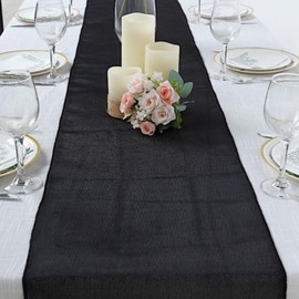 1 Piece Satin Table Runner, 12 x 108 Inch Long Wedding Table Runner and Smooth Silk Fabric Table Runner for Wedding, Banquet, Reception, Birthday, Party Decoration (Black) (Black, One Size)