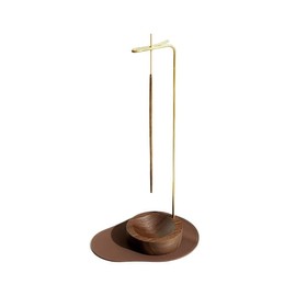 Dostende Incense Holder Multi-Purpose Design Wood Incense Burner Ash Catcher with Brass Incense Holder for Home Decor, Yoga, Spa, Meditation (Walnut)
