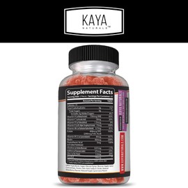 Kaya Naturals Adult Multi Vitamin Gummy, Biotin, Vitamin A, C & E, Including Zinc &Vitamin B-12, Folic Acid, Strawberry Flavor | Gluten-Free multivitamins Sweet Adult Gummies - 60 Gummies