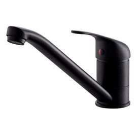 Matte Black Kitchen Taps Mixer, Modern Brass Single Lever 360 Swivel Kitchen Sink Taps with Braided Hoses KT CLA Mix SH BK 026B