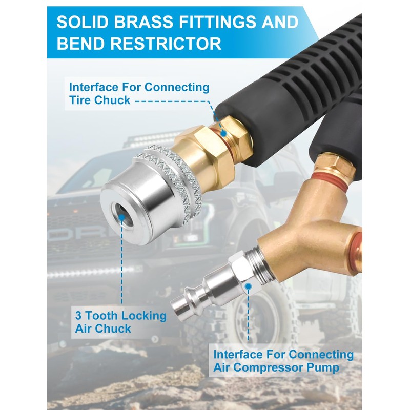 WNCGC 2 Way Tire Inflation Hose 1/4 Inch x 8.2FT