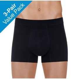PROTECHDRY Washable & Reusable Urinary Incontinence Cotton Boxer Brief Underwear for Men - 3 PAIR VALUE PACK (Black, XXX-Large)