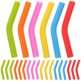 Toddmomy Strohhalm-Aufsätze aus Silikon, 24 Stück, Strohhalme aus Edelstahl, wiederverwendbar, aus Silikon, zum Trinken, für Party