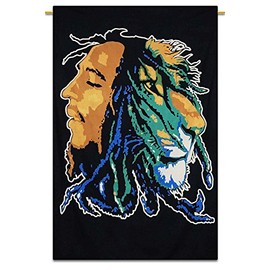 Sophia Art Happy Bob Marley Tapestry, Indian Hippie Wall Hanging , Bohemian Bedspread, Mandala Cotton Dorm Decor Beach Blanket (Multi)