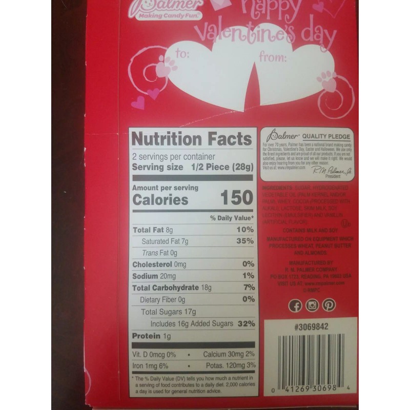 Palmer Happy Valentine's Day Milk Chocolate 2 Oz Hearts