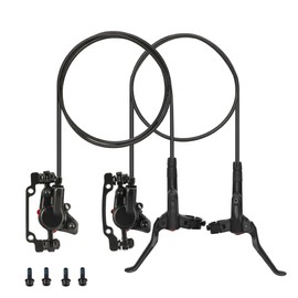 LuckySlycyc Hydraulic Brakes, MTB Disc Brakes - Complete Bicycle 4 Piston Hydraulic Brakes for Mountain Bike, E-Bike, Road Bike，Left (Front) Hose is 80cm, and the Right (Rear) Hose is 150cm