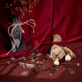 PH PandaHall 14 Styles Evil Eye Charms, 56pcs Cross Horse Eye Egyptian Eye Star of David Yoga Lotus Charms Pendant Tibetan Alloy Metal Dangle Charms for Craft DIY Necklace Bracelet Earrings Making