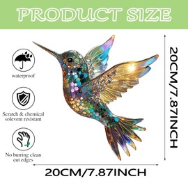 Suncatcher Hummingbird, Sun Catcher Prism Hummingbird, Stained Bird Suncatcher, Sun Catcher for Windows, Patios, Living Room, Garden Decoration, Offices