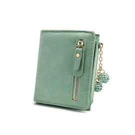 AdiStylinno Small Wallets for Women, Mini Credit Card Wallet Purse with Zipper Multicard Bifold Slim Coin Purse Pocket (Green)