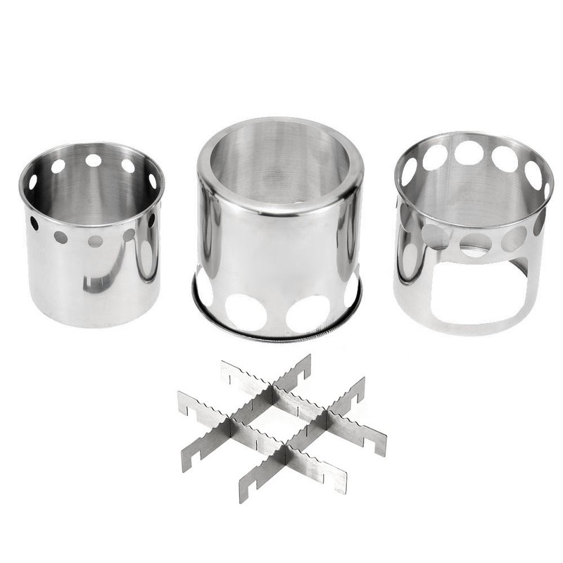 Lixada Portable Stainless Steel Lightweight Wood Stove Outdoor Cooking Picnic