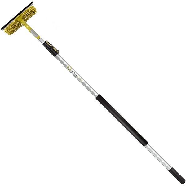 DocaPole 5-12 Foot Extension Pole + Squeegee & Window Washer Combo // Telescopic Pole for Window Cleaning // Includes 3 Sizes of Squeegee Blades // Extension Pole for Cleaning Windows
