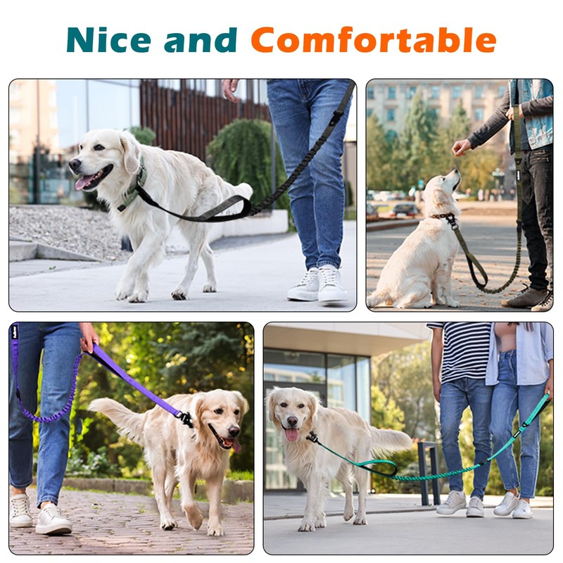 PetBonus Heavy Duty Tactical Dog Leash, 5 FT Bungee Shock