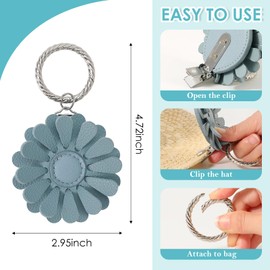 URIZZD 2 Pack Leather Hat Clip for Travel On Bag, Travel Hat Holer for Handbag Backpacks Luggage, Outdoor Travel Accessories Hat Bag Clip (Blue)