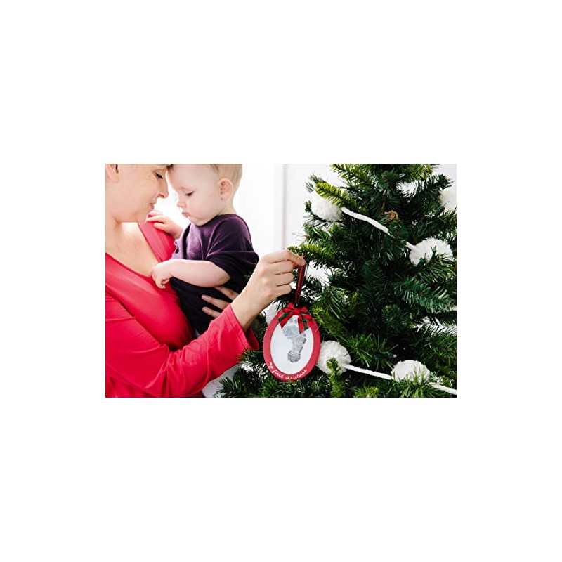 Pearhead Babyprints Double-Sided Christmas Photo Ornament with Clean Touch Ink