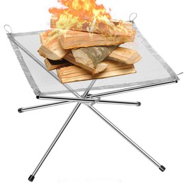 SRECNO Bonfire Mesh Fire Stand, Bonfire Stand, Mesh Sheet, Mesh Fire Stand, Easy Assembly, 16.5 x 16.5 inches (42 x 42 cm)