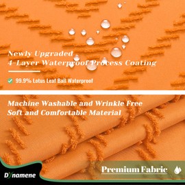 Dynamene Burnt Orange Boho Fabric Shower Curtain, Tufted Chevron Striped Tassel Textured Shower Curtain for Bathroom, Farmhouse Elegant Waterproof Minimalist Cloth Shower Curtain Set, 12 Hook, 72x72