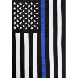 Thin Blue Line Police Applique & Embroidered Garden Flag 12.5" x 18"