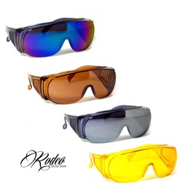 Rodeo M3 Fit Over Prescription Rx No Blind-spot Driver Day & Night Wrap Around Sun Glasses (Amber)