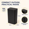 10L Slim Bathroom Trash Can with Press Top Lid, Black
