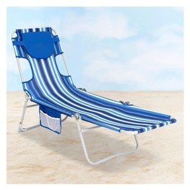 #WEJOY Tanning Chair with Face Hole Folding Chaise Lounge Chair Heavy Duty Lay Flat Portable Beach Lounger with Adjustable Backrest, Padded Pillow for Reading Beach Poolside Patio Sunbathing Lawn Camp