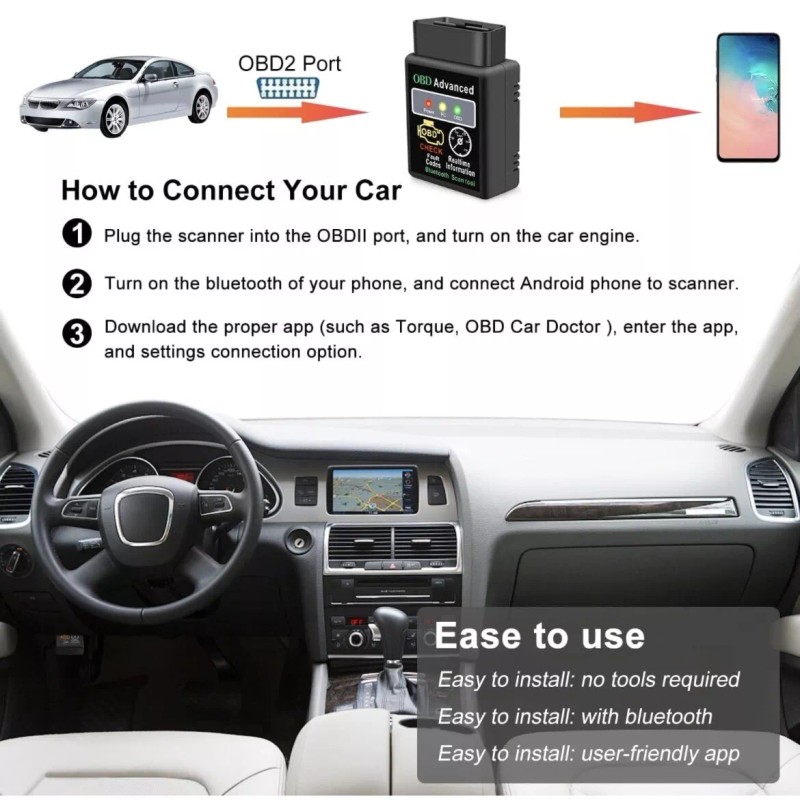 Eonon New OBD2 Scanner Bluetooth Scan Tool Live Data Diagnostic