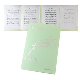 GEJ-Tech Writable Sheet Music File, 4 Sides, Holds 6 Sheets, A4 Size, 4 Pages, Piano, Accompaniment, Brass Band (Mint Green)