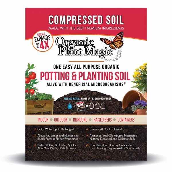 Compressed Organic Potting-Soil for Garden & Plants - Expands up