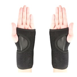 YIKANGHENG Hand and Wrist Brace, Left Hand Adjustable Perimeter for All Size Wrist with Steel Plate Stabilizer (1 Pair, Black)