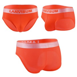 LANVIBUM Men's Briefs Underwear Nylon Mesh fabric with 3D Pouch Breathable Quick-Dry Briefs for Men (US, Alpha, XX-Large, Regular, Regular, Cyan,Orange,Purple)