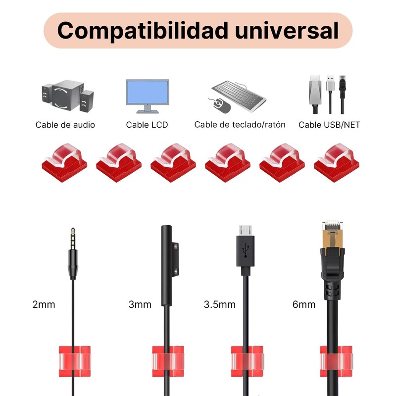 OSALOLO 55 Piezas Clips Organizadores de Cables Autoadhesivos, Soportes de