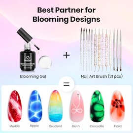 Beetles - Juego de 31 pinceles para arte de uñas, juego de uñas de gel transparente UV Led Aura, para efecto de propagación, mármol natural, piedra na
