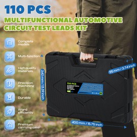 LuzRise 110-PCS Automotive Multimeter Test Leads Kit with Alligator Clips, Banana Plugs & Probes – Professional Circuit Diagnostic Tool for Cars, Trucks, RV (110-PCS)